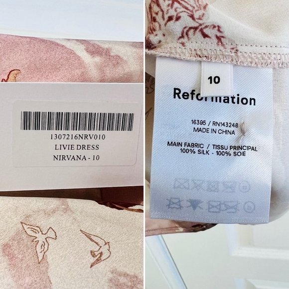 NWT Reformation Livie 100% Silk Satin Long Sleeve Mini Dress in Nirvana Pink 10 - Picture 11 of 14